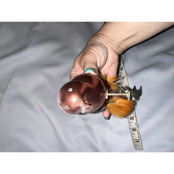 Handmade Clip-On Christmas Ornament Red-Gold Bird Vintage? Mcm - Picture 5 of 5